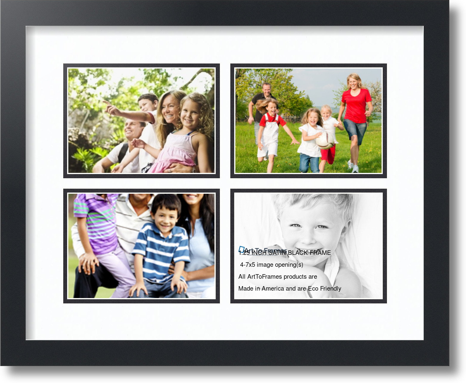 ArtToFrames Collage Mat Picture Photo Frame 4 5x7" Openings in Satin