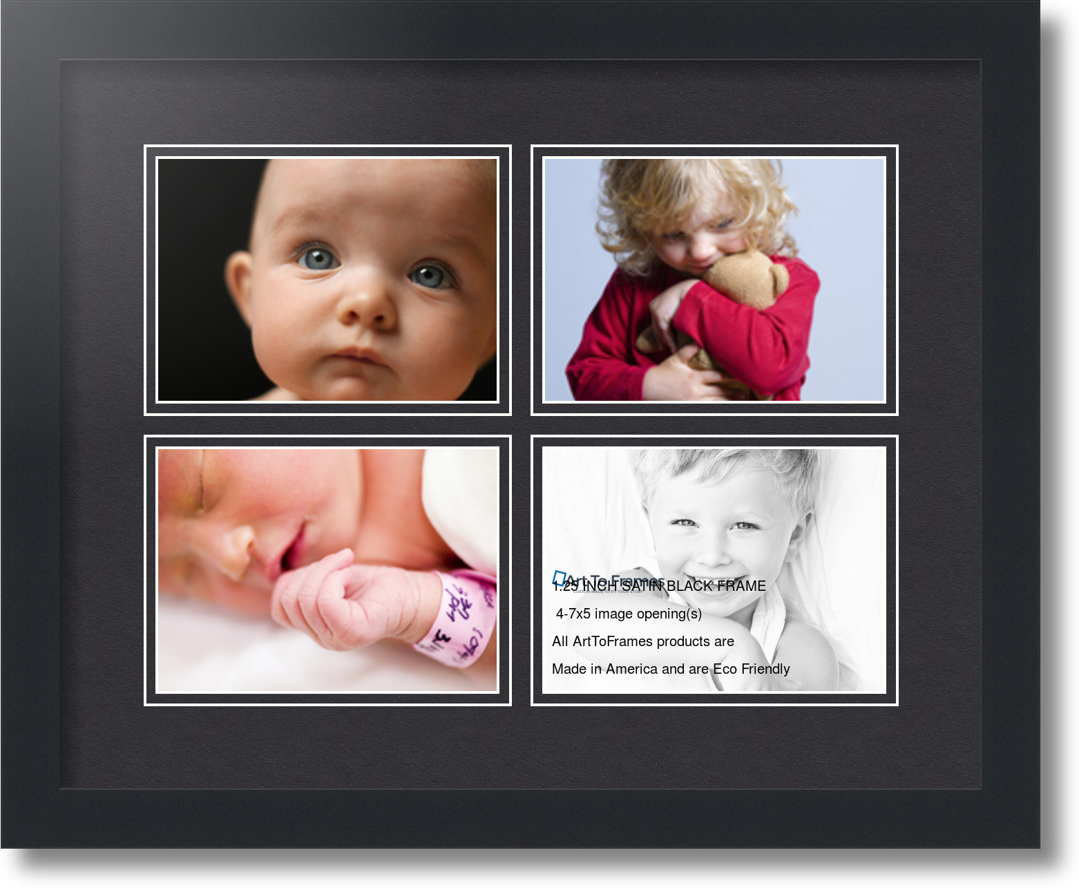 ArtToFrames Collage Mat Picture Photo Frame 4 5x7" Openings in Satin