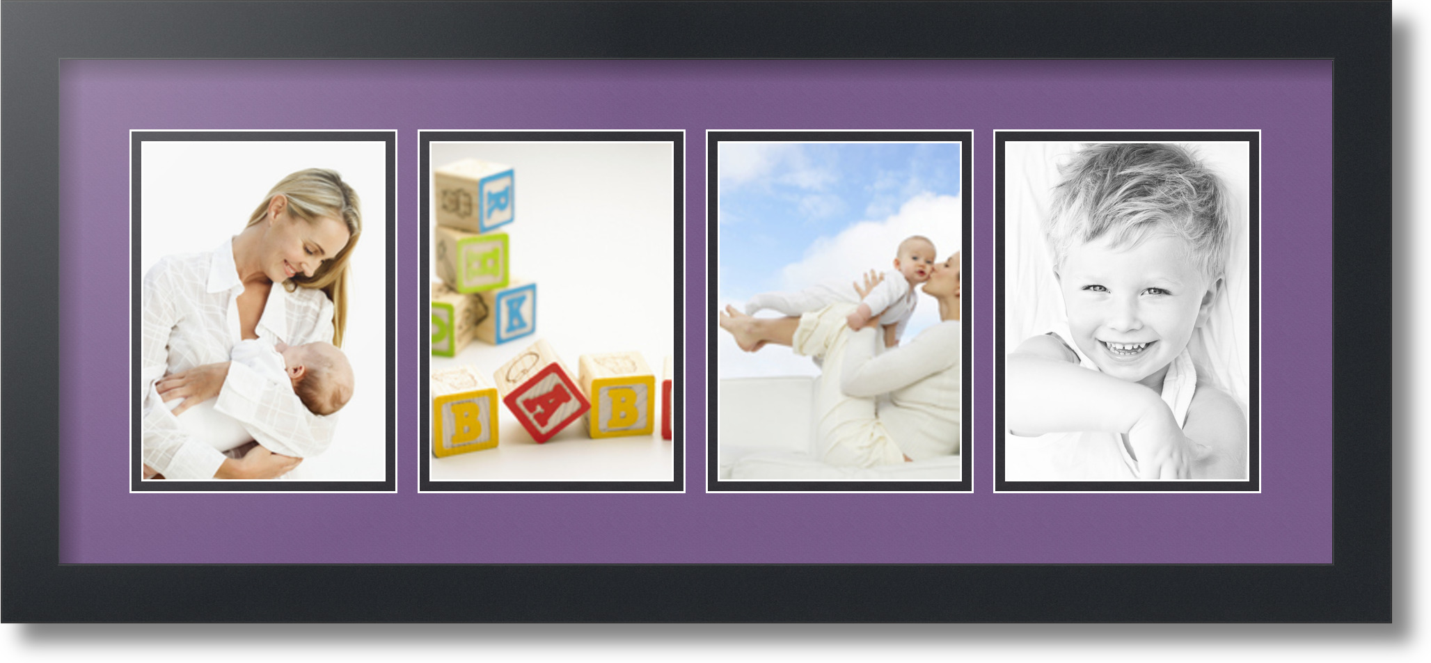 ArtToFrames Collage Mat Picture Photo Frame 4 5x7" Openings in Satin