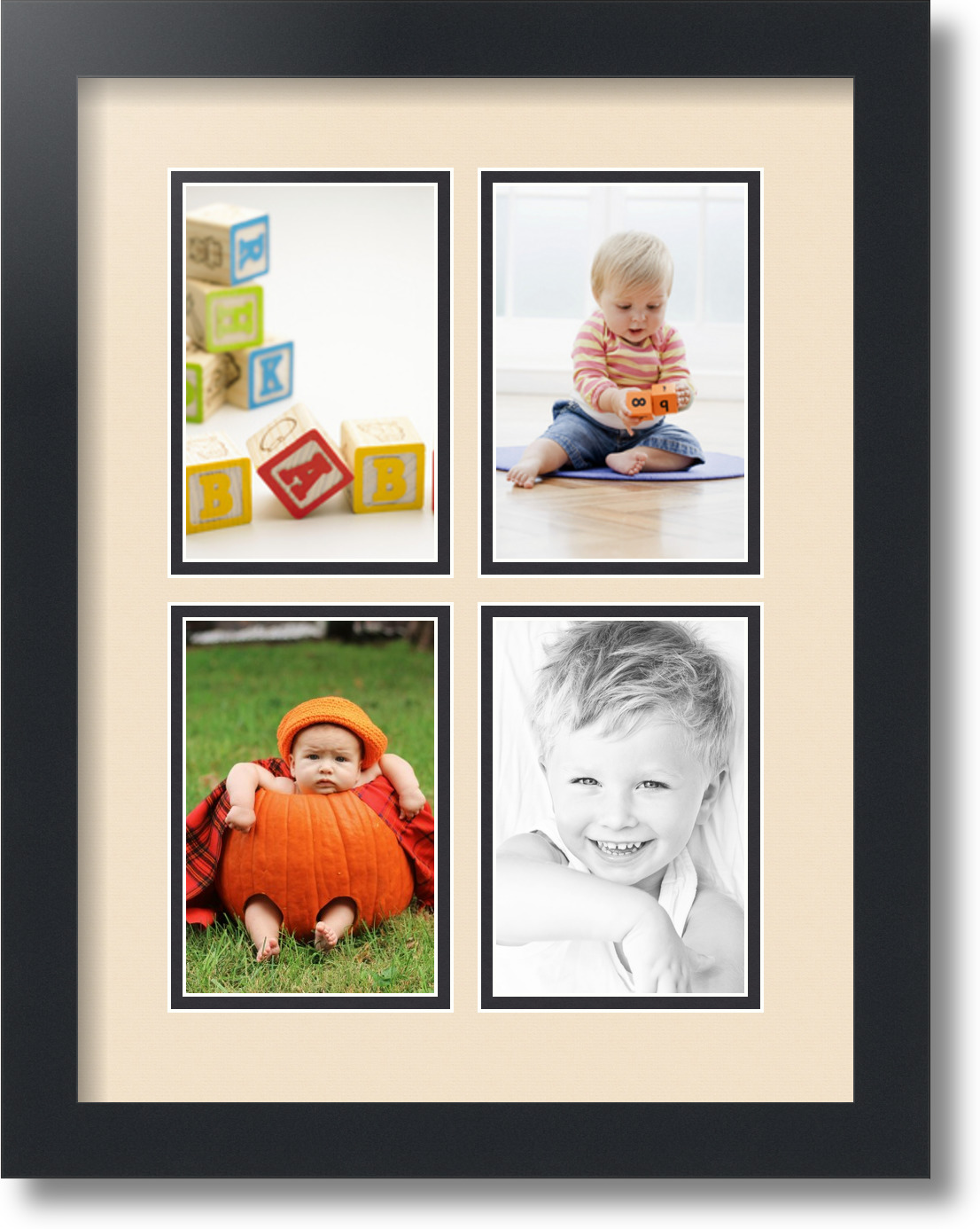 ArtToFrames Collage Mat Picture Photo Frame 4 4x6" Openings in Satin