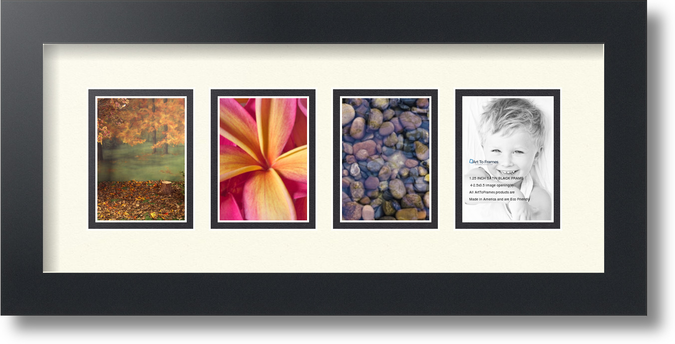 ArtToFrames Collage Mat Picture Photo Frame 4 2.5x3.5" Openings Satin