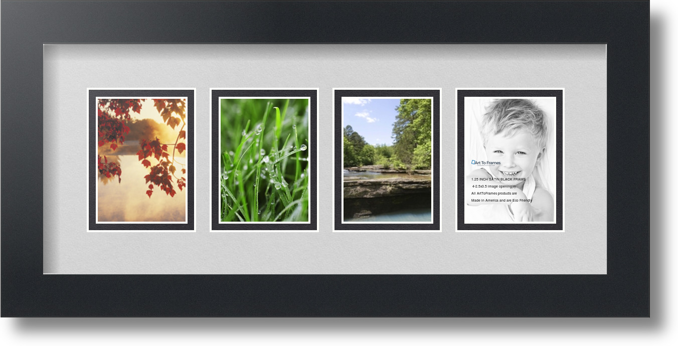 ArtToFrames Collage Mat Picture Photo Frame 4 2.5x3.5" Openings Satin