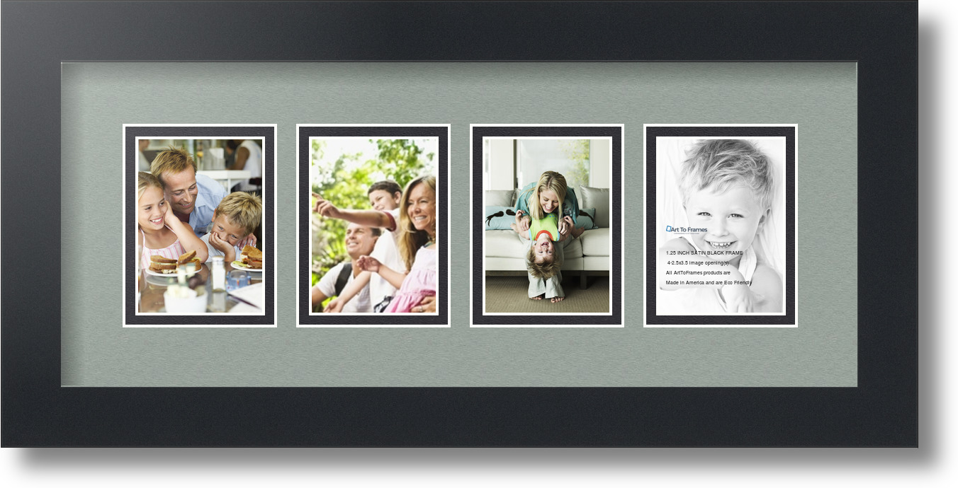 ArtToFrames Collage Mat Picture Photo Frame 4 2.5x3.5" Openings Satin