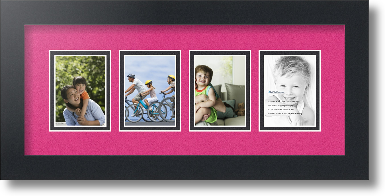 ArtToFrames Collage Mat Picture Photo Frame 4 2.5x3.5" Openings Satin