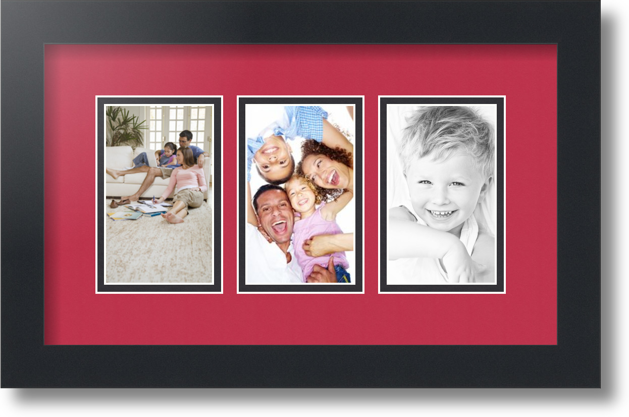 ArtToFrames Collage Mat Picture Photo Frame 3 3x5" Openings in Satin