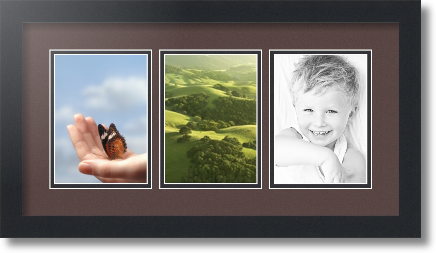ArtToFrames Collage Mat Picture Photo Frame 3 5x7" Openings in Satin