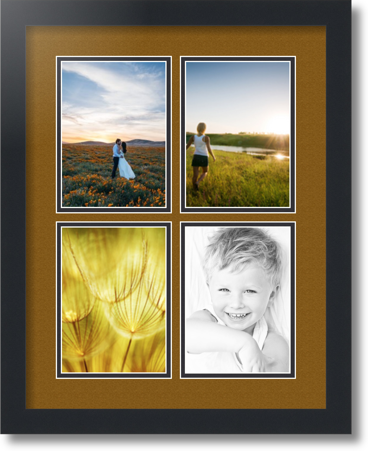 ArtToFrames Collage Mat Picture Photo Frame 4 5x7" Openings in Satin