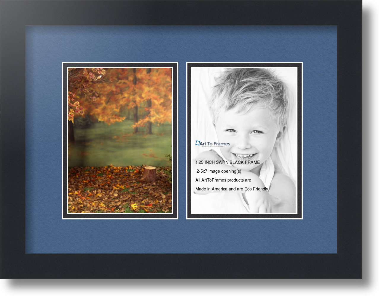 ArtToFrames Collage Mat Picture Photo Frame 2 5x7" Openings in Satin