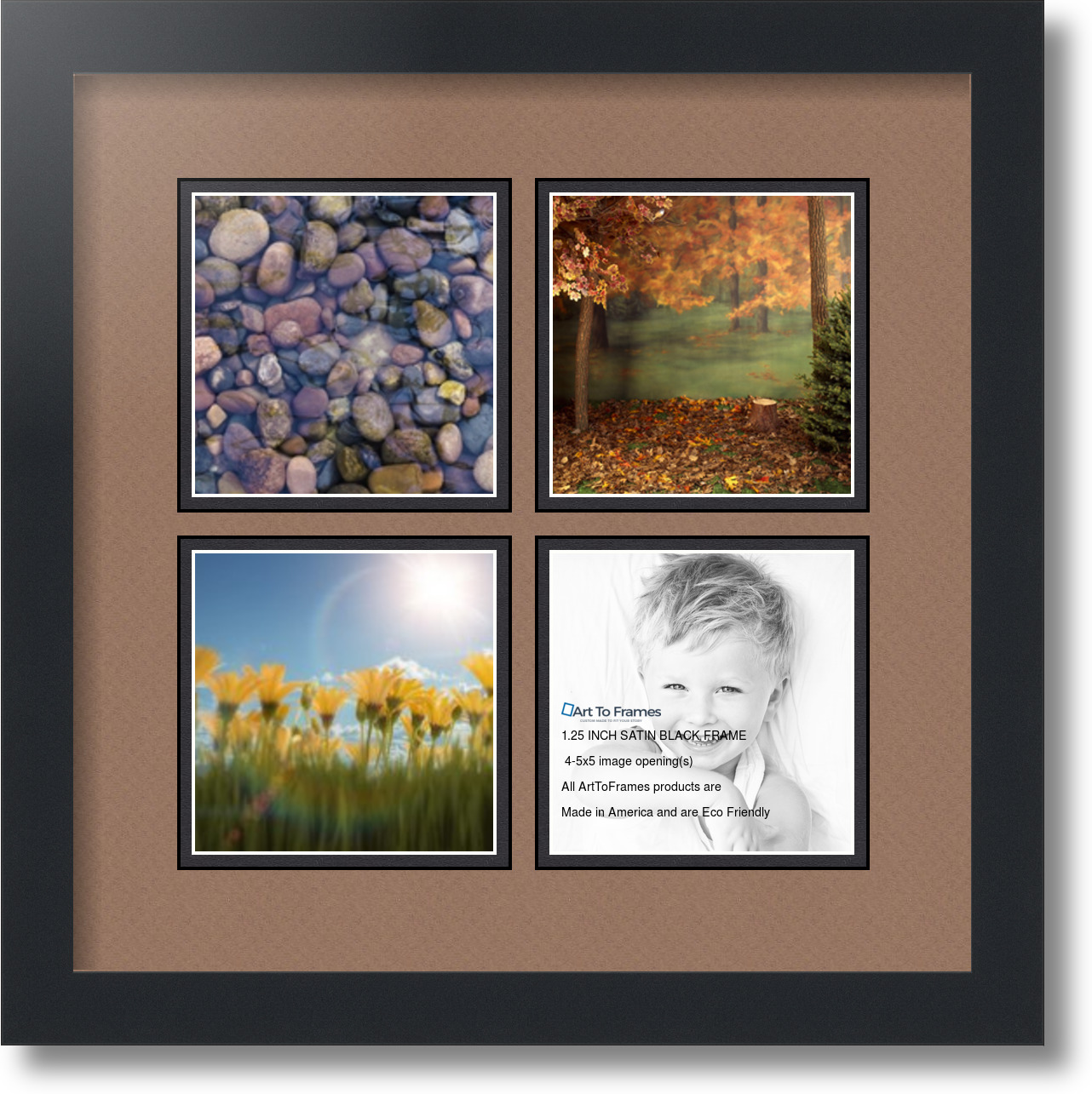 ArtToFrames Collage Mat Picture Photo Frame 4 5x5" Openings in Satin Black 4