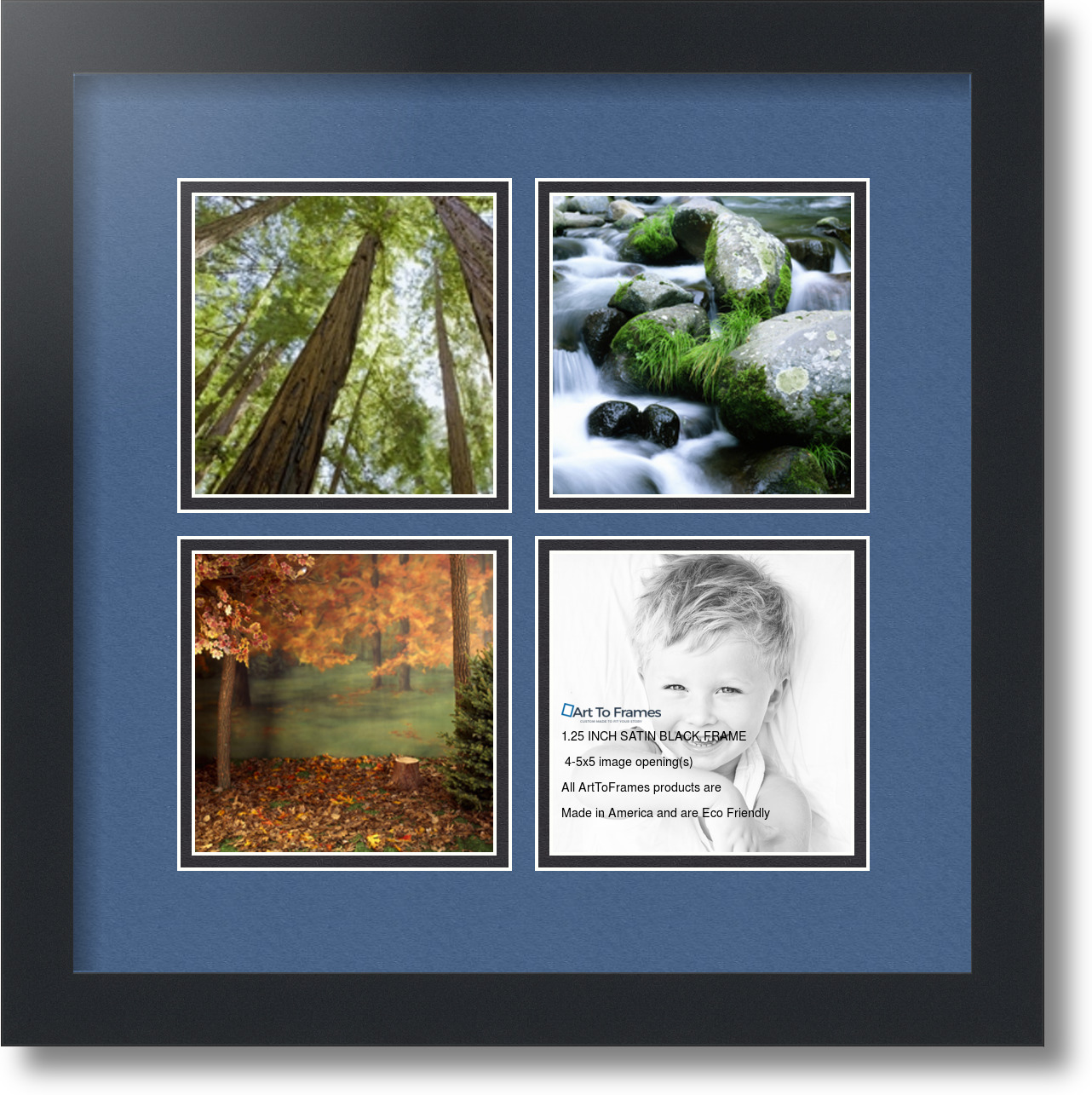 ArtToFrames Collage Mat Picture Photo Frame 4 5x5" Openings in Satin