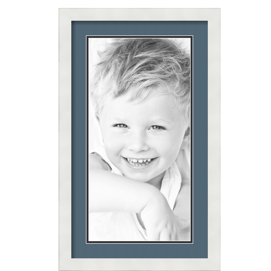 ArtToFrames Matted 14x24 White Picture Frame with 2" Double Mat, 10x20 Opening