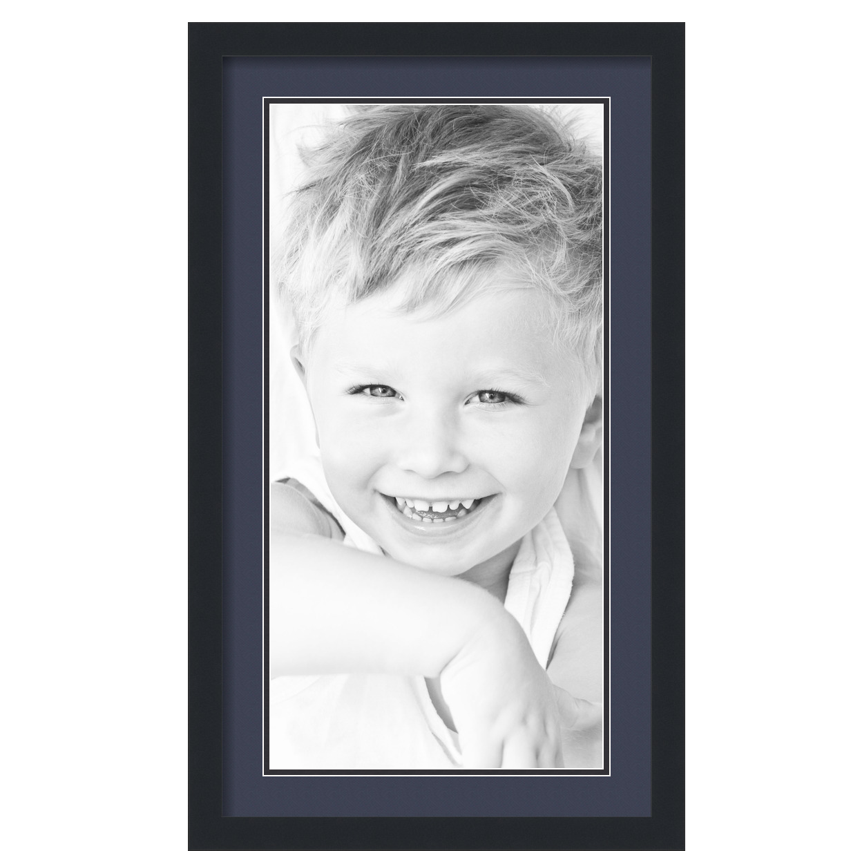 ArtToFrames Matted 16x28 Black Picture Frame with 2" Double Mat, 12x24 Opening