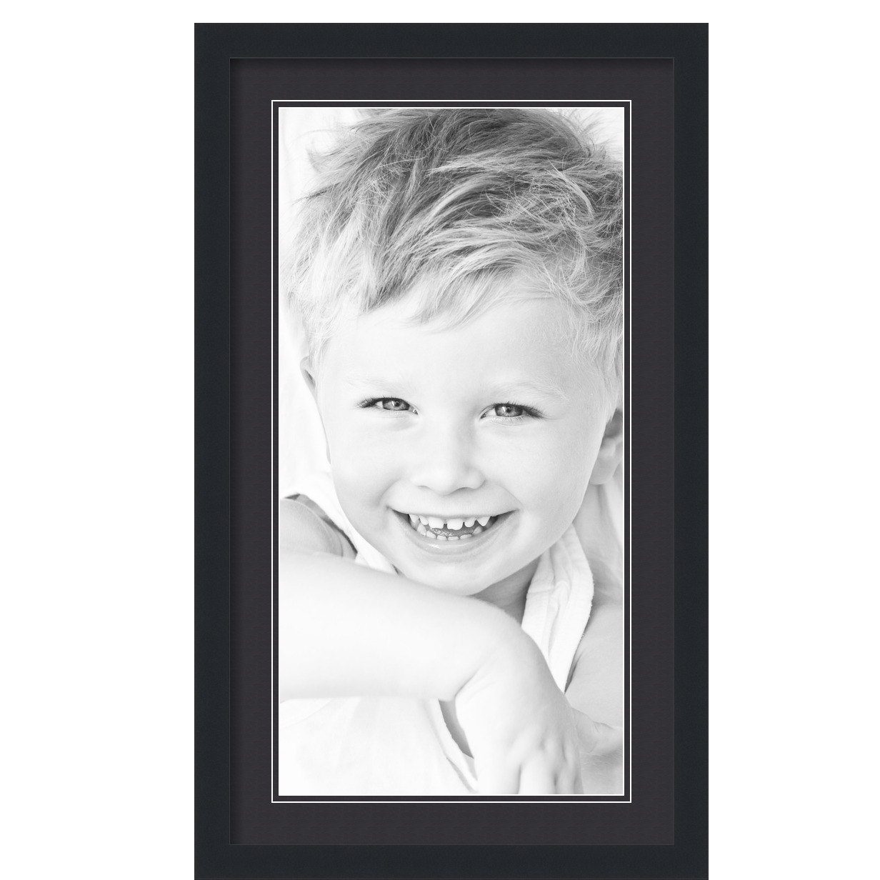 ArtToFrames Matted 16x28 Black Picture Frame with 2" Double Mat, 12x24