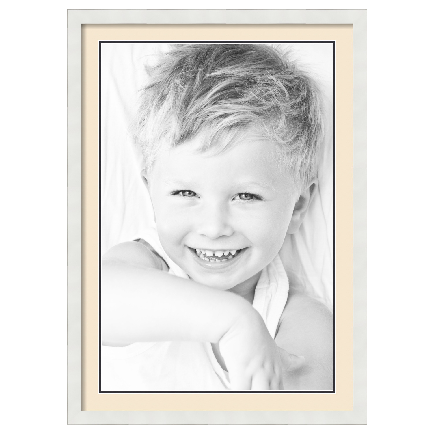 ArtToFrames Matted 24x34 White Picture Frame with 2" Double Mat, 20x30 Opening