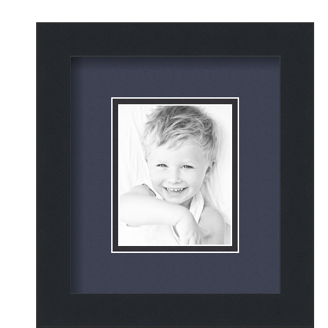 ArtToFrames Matted 7.5x9 Black Picture Frame with 2" Double Mat, 3.5x5 Opening