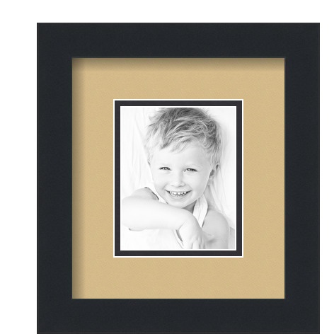 ArtToFrames Matted 7.5x9 Black Picture Frame with 2" Double Mat, 3.5x5 Opening