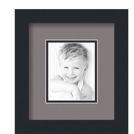 ArtToFrames Matted 7.5x9 Black Picture Frame with 2" Double Mat, 3.5x5 Opening