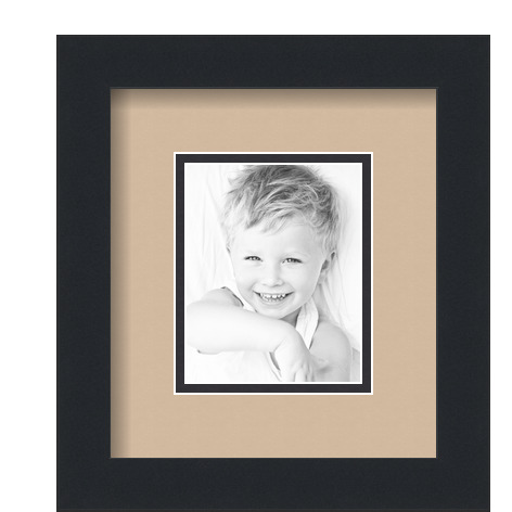 ArtToFrames Matted 7.5x9 Black Picture Frame with 2" Double Mat, 3.5x5 Opening