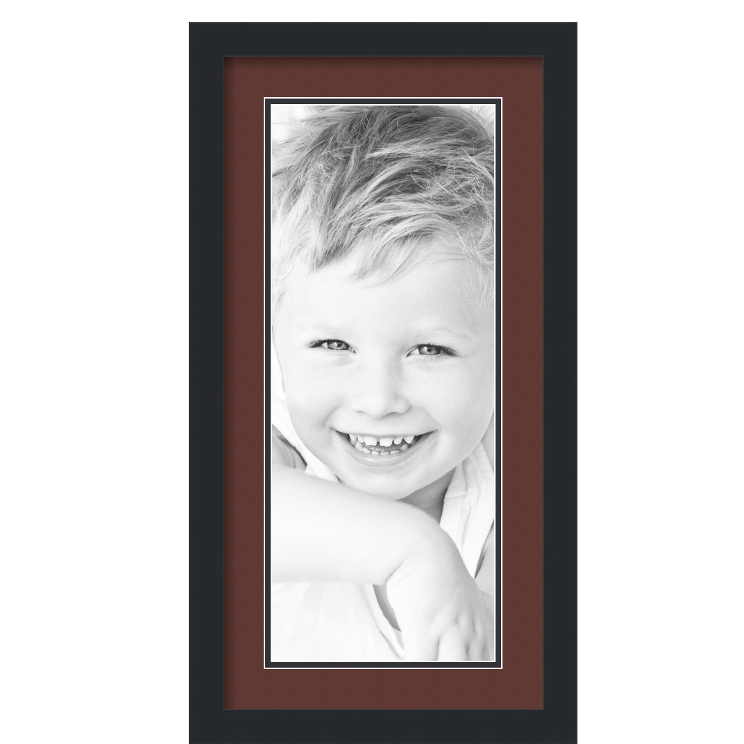 ArtToFrames Matted 12x24 Black Picture Frame with 2" Double Mat, 8x20 Opening