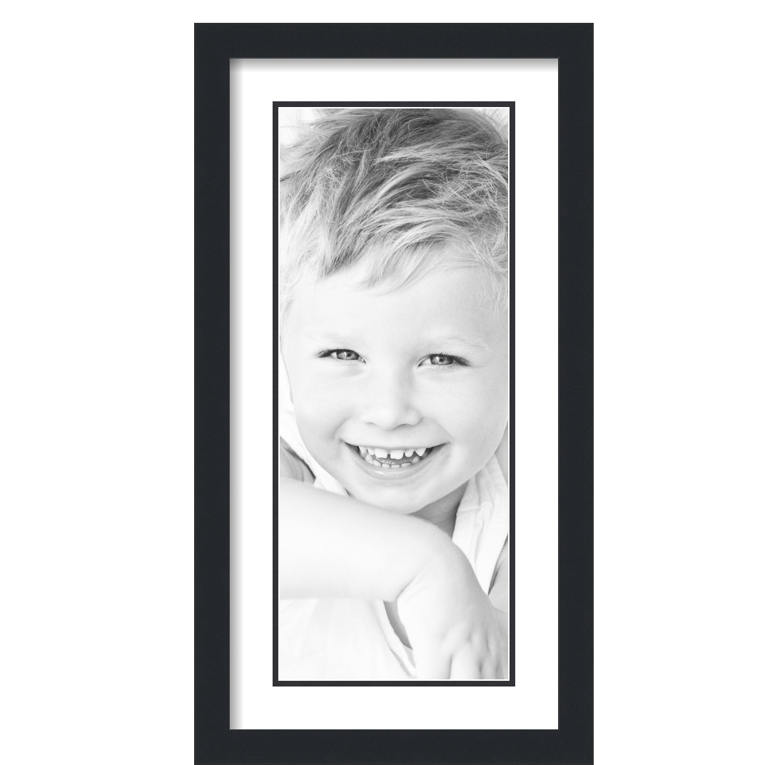 ArtToFrames Matted 12x24 Black Picture Frame with 2" Double Mat, 8x20 Opening