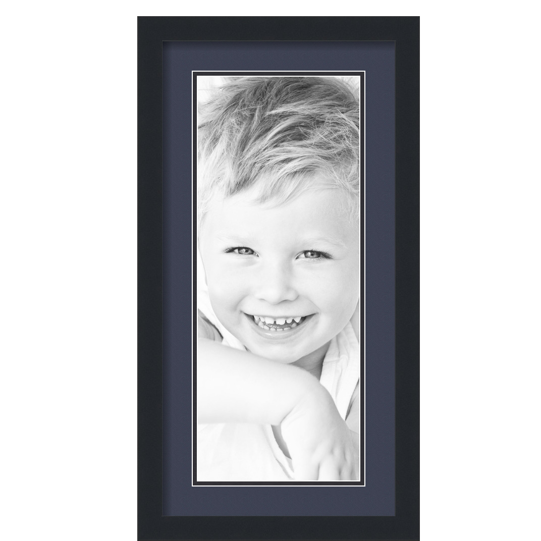 ArtToFrames Matted 12x24 Black Picture Frame with 2" Double Mat, 8x20 Opening