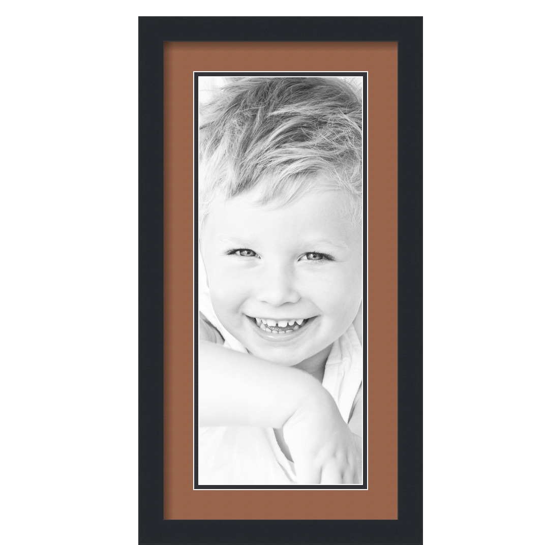 ArtToFrames Matted 12x24 Black Picture Frame with 2" Double Mat, 8x20 Opening