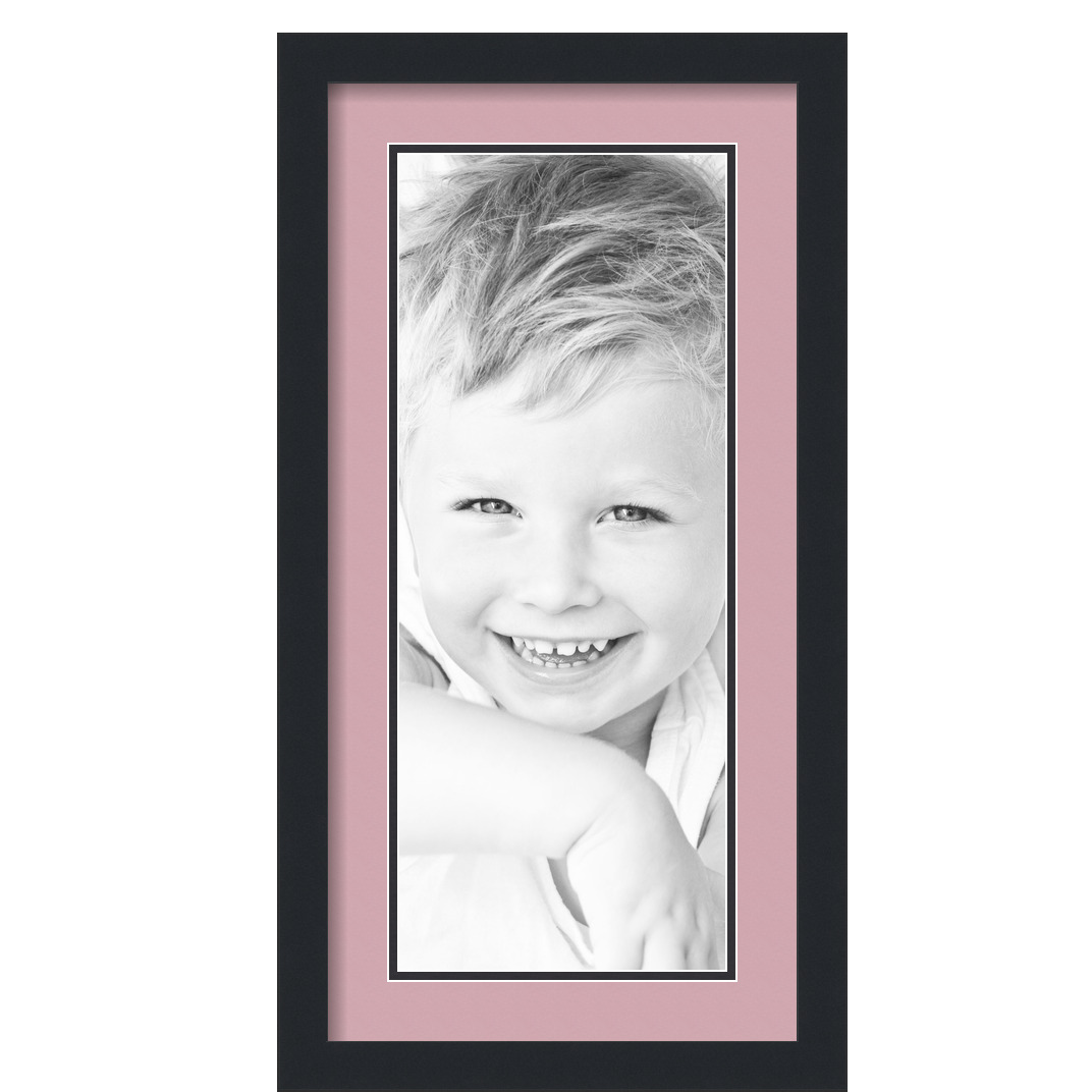 ArtToFrames Matted 12x24 Black Picture Frame with 2" Double Mat, 8x20 Opening