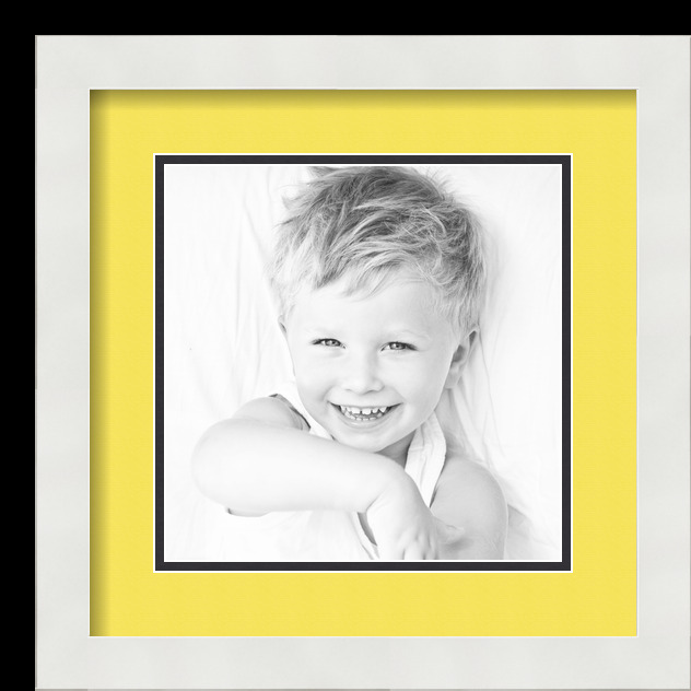 ArtToFrames Matted 13x13 White Picture Frame with 2" Double Mat, 9x9 Opening