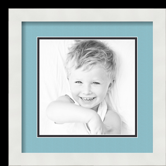 ArtToFrames Matted 13x13 White Picture Frame with 2" Double Mat, 9x9 Opening