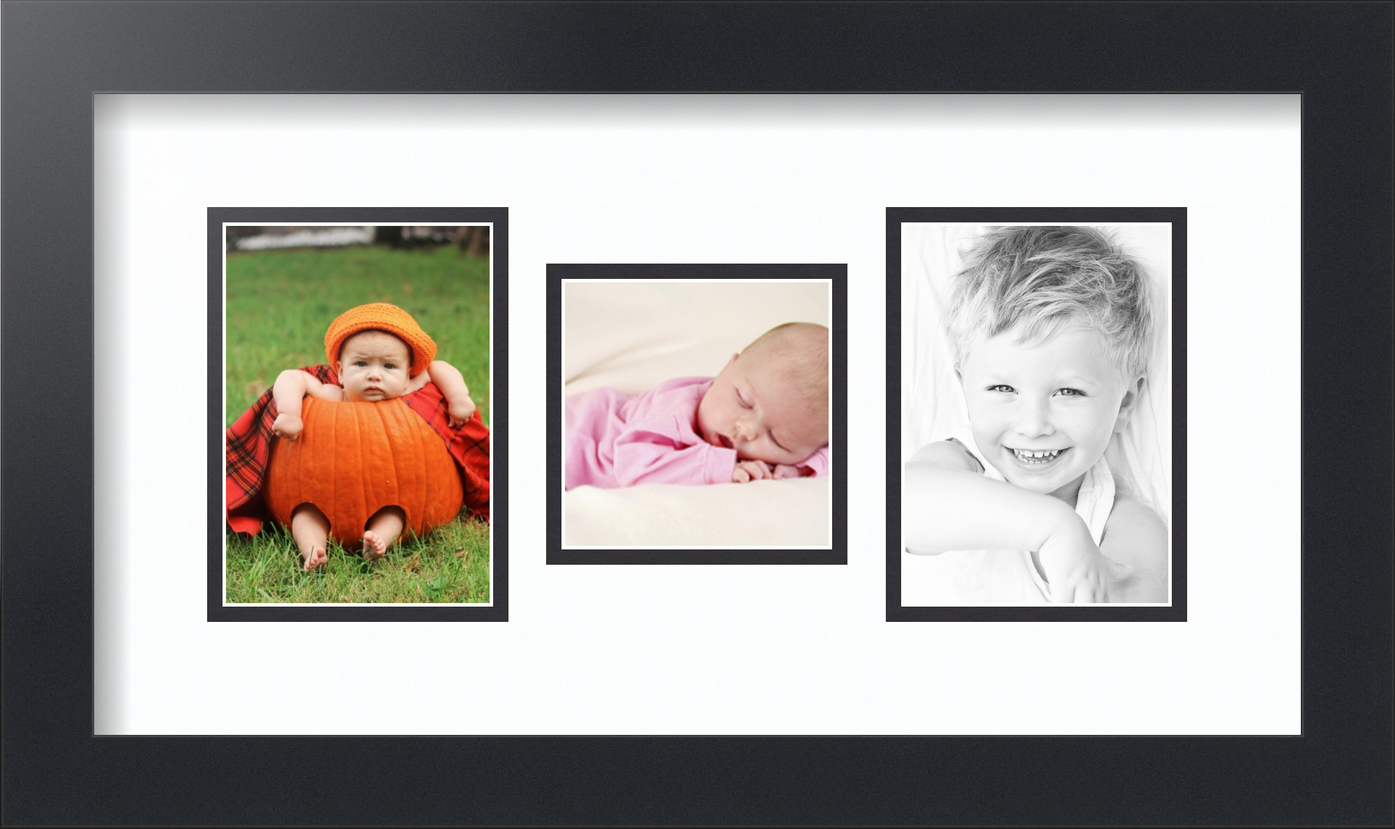 16 5x9 Satin Black Collage Picture Frame 3 Opening Super White And History