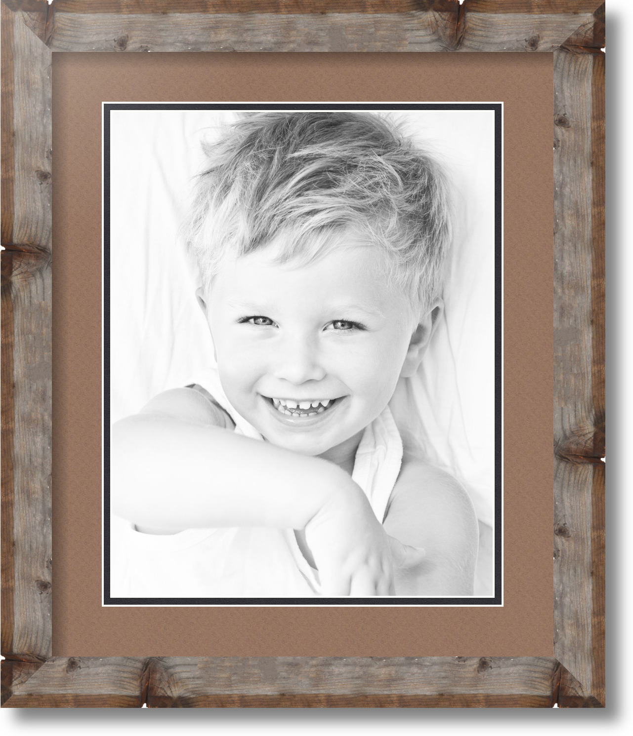 ArtToFrames Matted 15x18 Natural Picture Frame with 2" Double Mat, 11x14 Opening