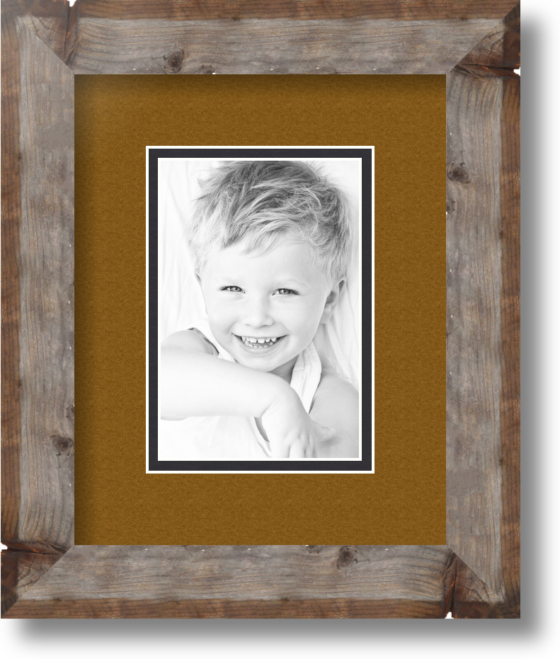 ArtToFrames Matted 8x10 Natural Picture Frame with 2" Double Mat, 4x6 Opening