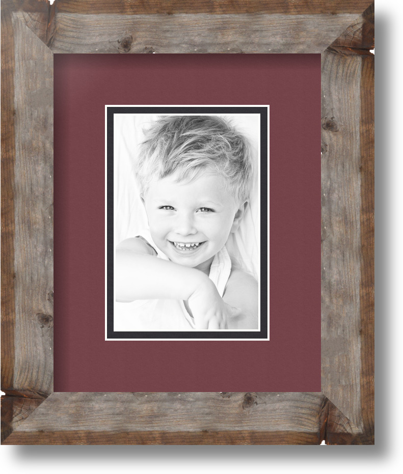 ArtToFrames Matted 8x10 Natural Picture Frame with 2" Double Mat, 4x6 Opening