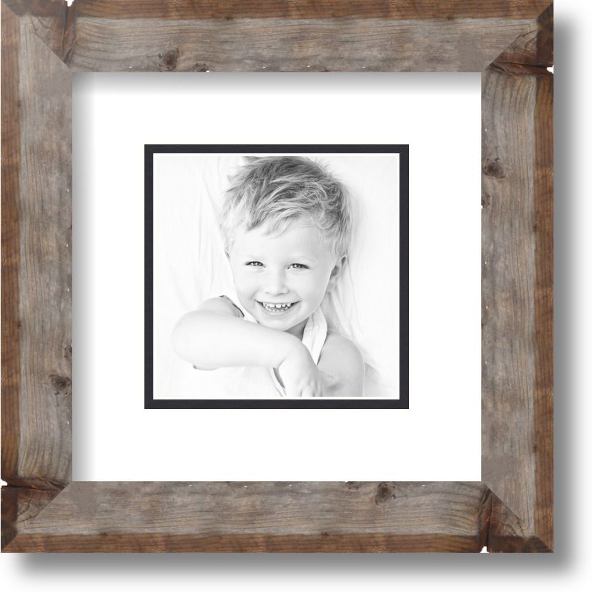 ArtToFrames Matted 9x9 Natural Picture Frame with 2" Double Mat, 5x5 Opening