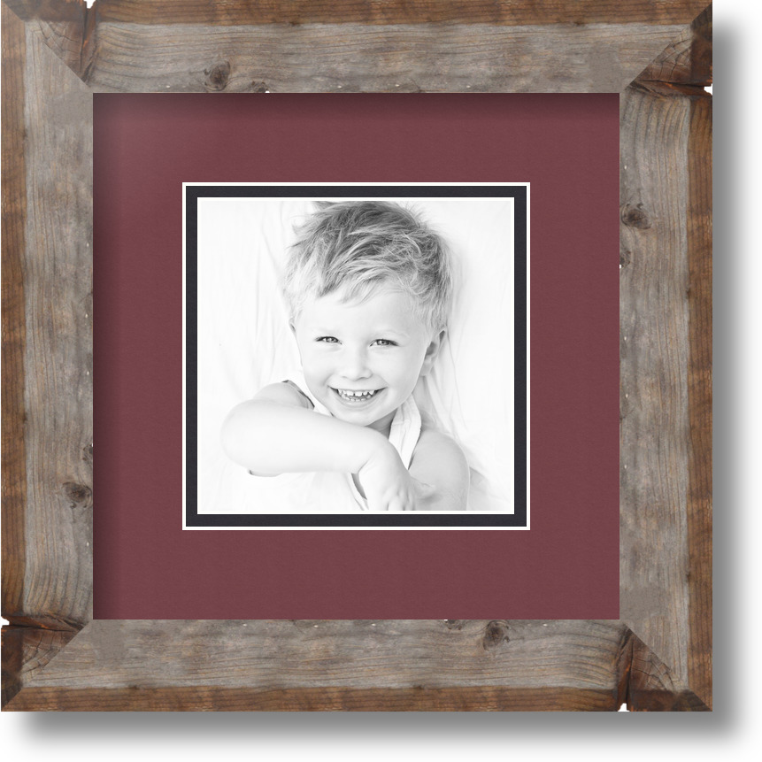 ArtToFrames Matted 9x9 Natural Picture Frame with 2" Double Mat, 5x5 Opening