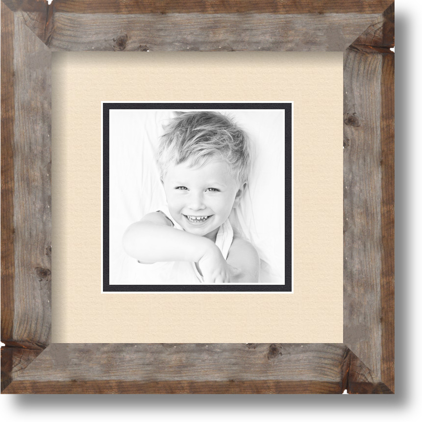 ArtToFrames Matted 9x9 Natural Picture Frame with 2" Double Mat, 5x5 Opening