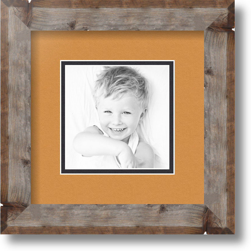 ArtToFrames Matted 9x9 Natural Picture Frame with 2" Double Mat, 5x5 Opening