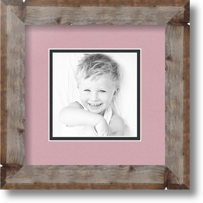 ArtToFrames Matted 9x9 Natural Picture Frame with 2" Double Mat, 5x5 Opening