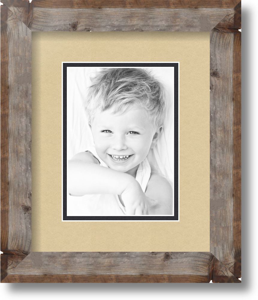 ArtToFrames Matted 9x11 Natural Picture Frame with 2" Double Mat, 5x7 Opening