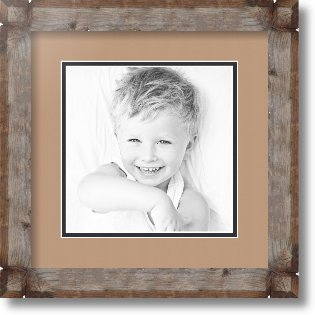 ArtToFrames Matted 12x12 Natural Picture Frame with 2" Double Mat, 8x8 Opening