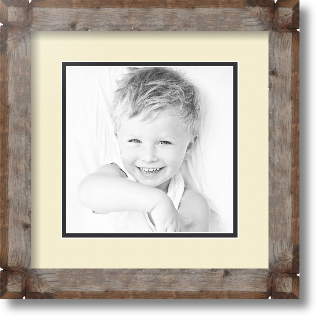 ArtToFrames Matted 12x12 Natural Picture Frame with 2" Double Mat, 8x8 Opening