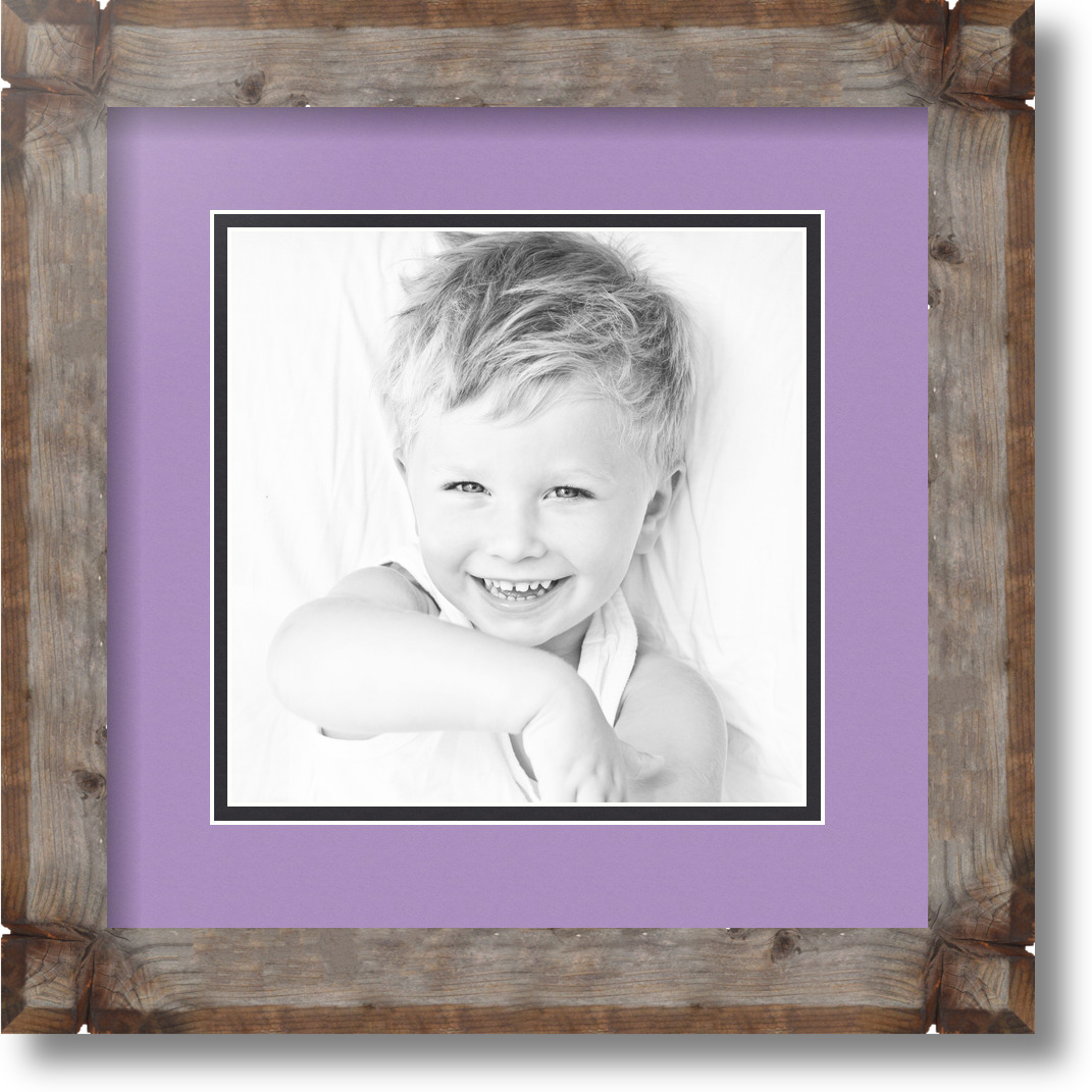 ArtToFrames Matted 12x12 Natural Picture Frame with 2" Double Mat, 8x8 Opening