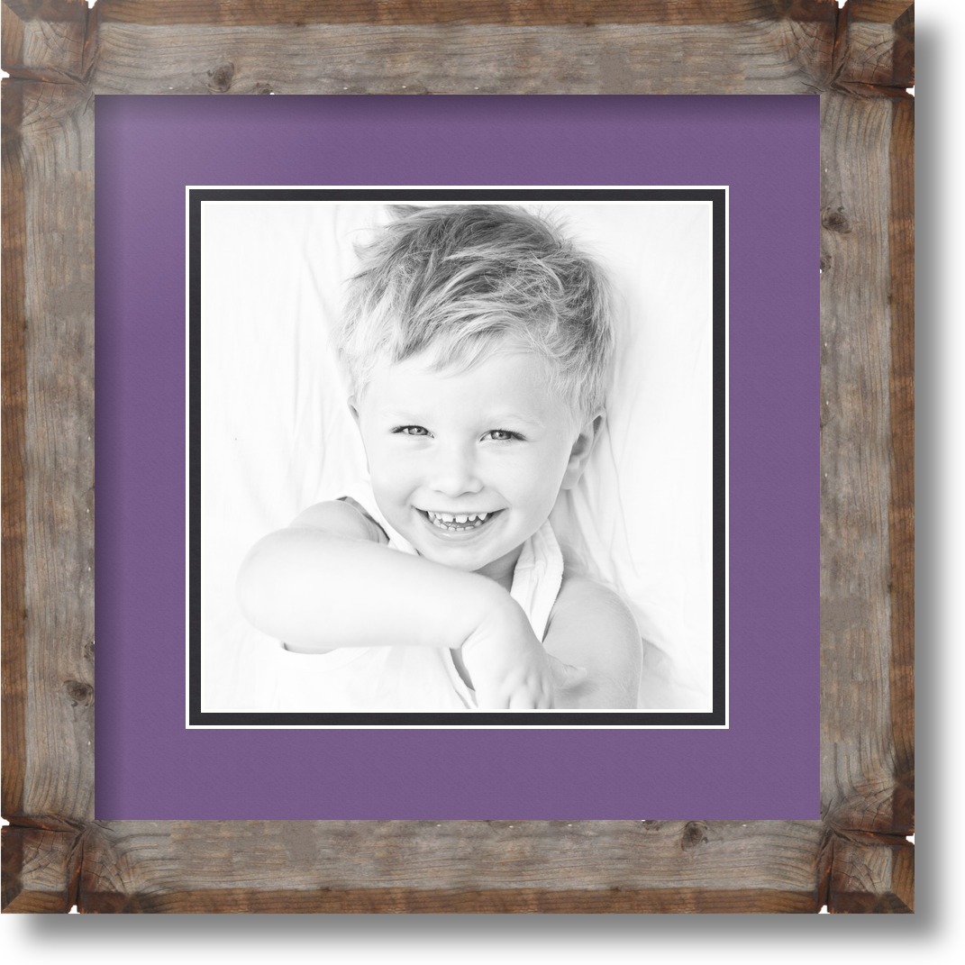 ArtToFrames Matted 12x12 Natural Picture Frame with 2" Double Mat, 8x8 Opening