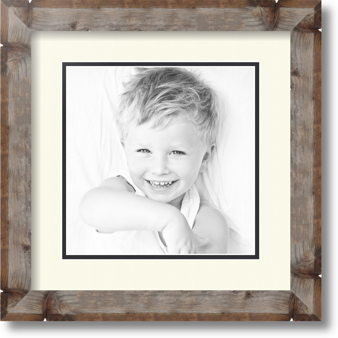 ArtToFrames Matted 13x13 Natural Picture Frame with 2" Double Mat, 9x9 Opening