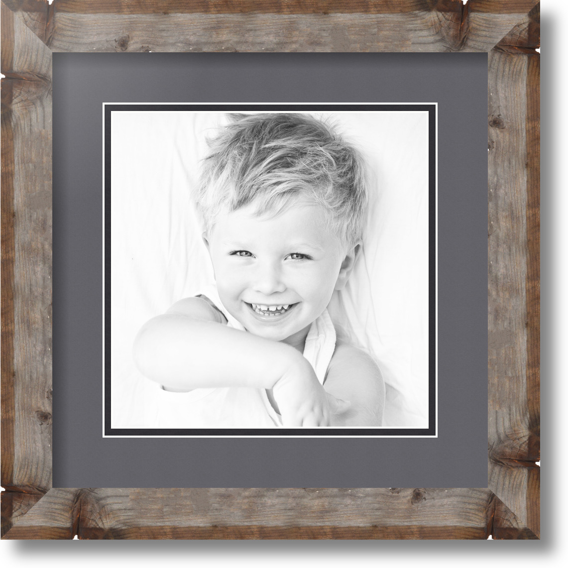 ArtToFrames Matted 13x13 Natural Picture Frame with 2" Double Mat, 9x9 Opening