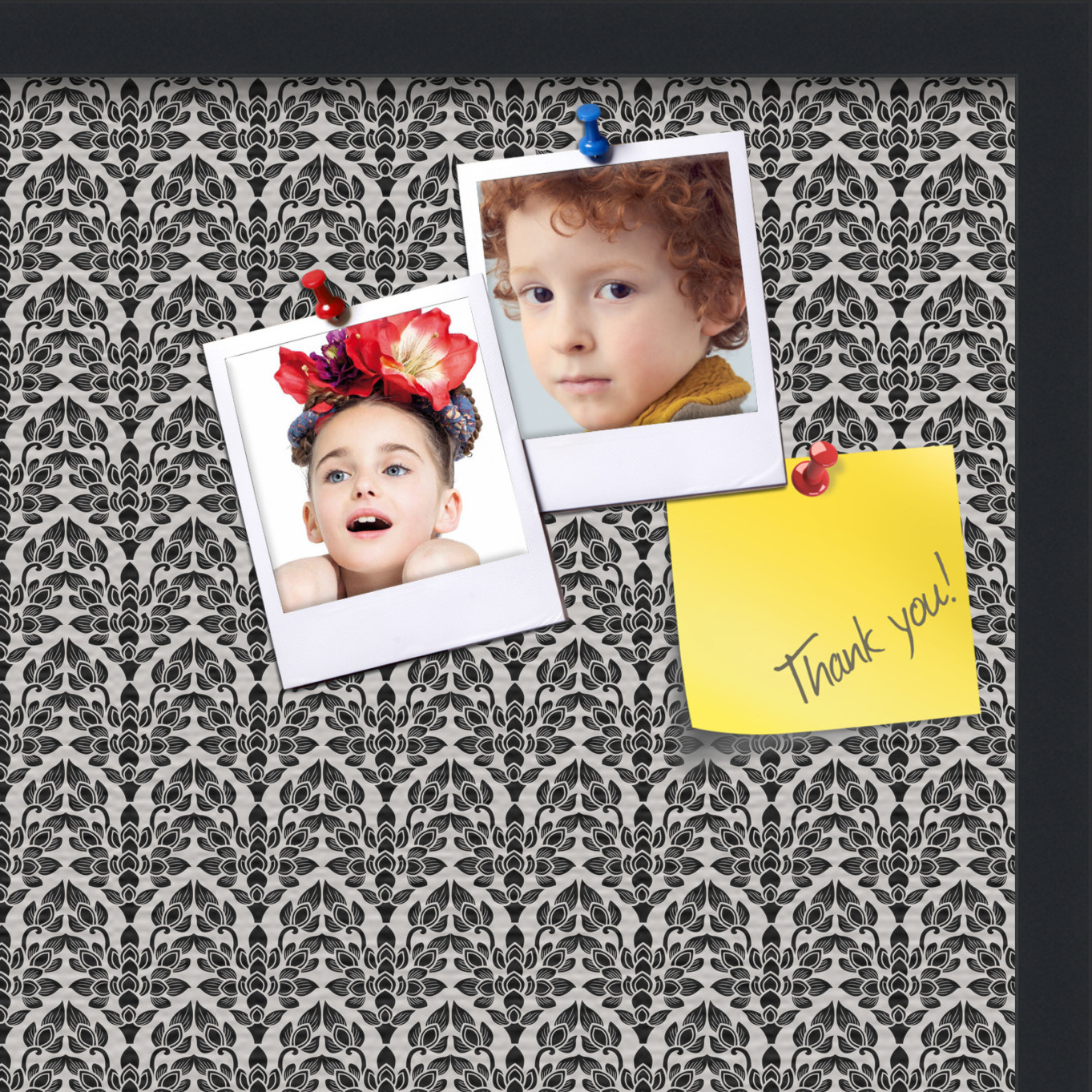 ArtToFrames Custom Cork Bulletin Board Damask Framed in Satin Black - Picture 4 of 44
