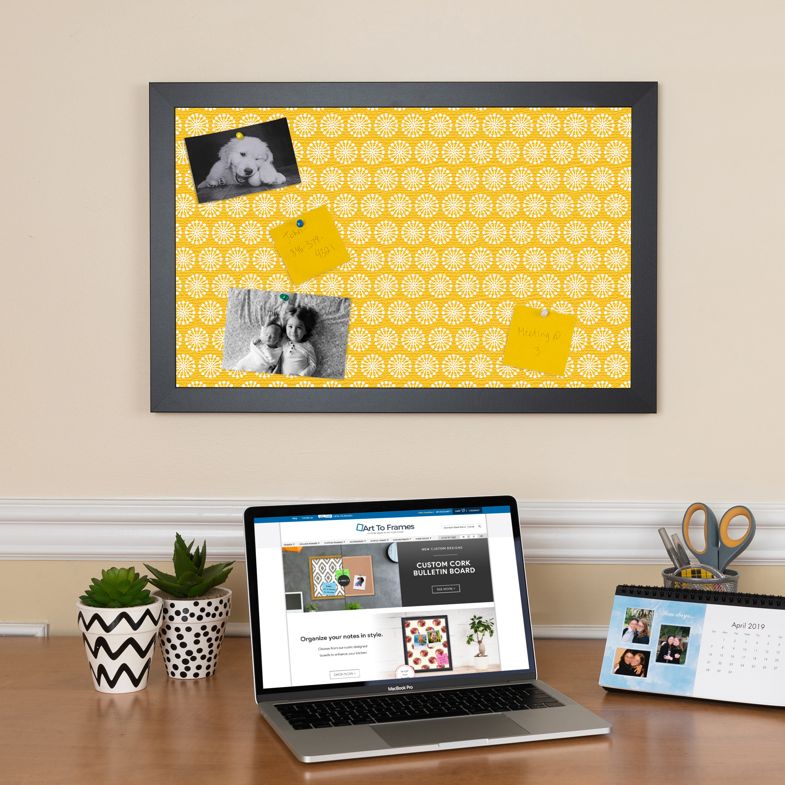 ArtToFrames Custom Cork Bulletin Board Floral Framed in Satin Black - Picture 15 of 48