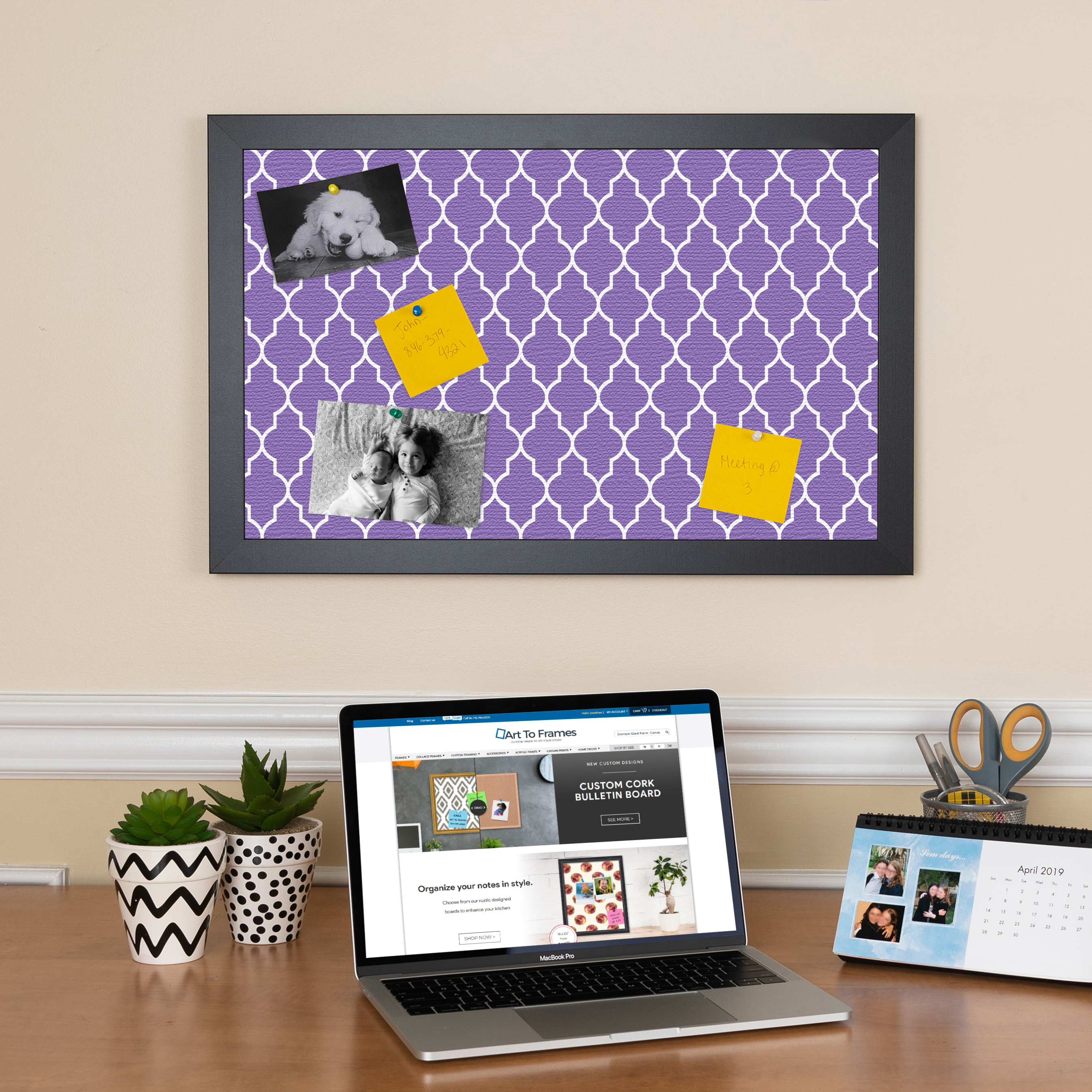 ArtToFrames Custom Cork Bulletin Board Quatrefoil Framed in Satin Black - Picture 30 of 91