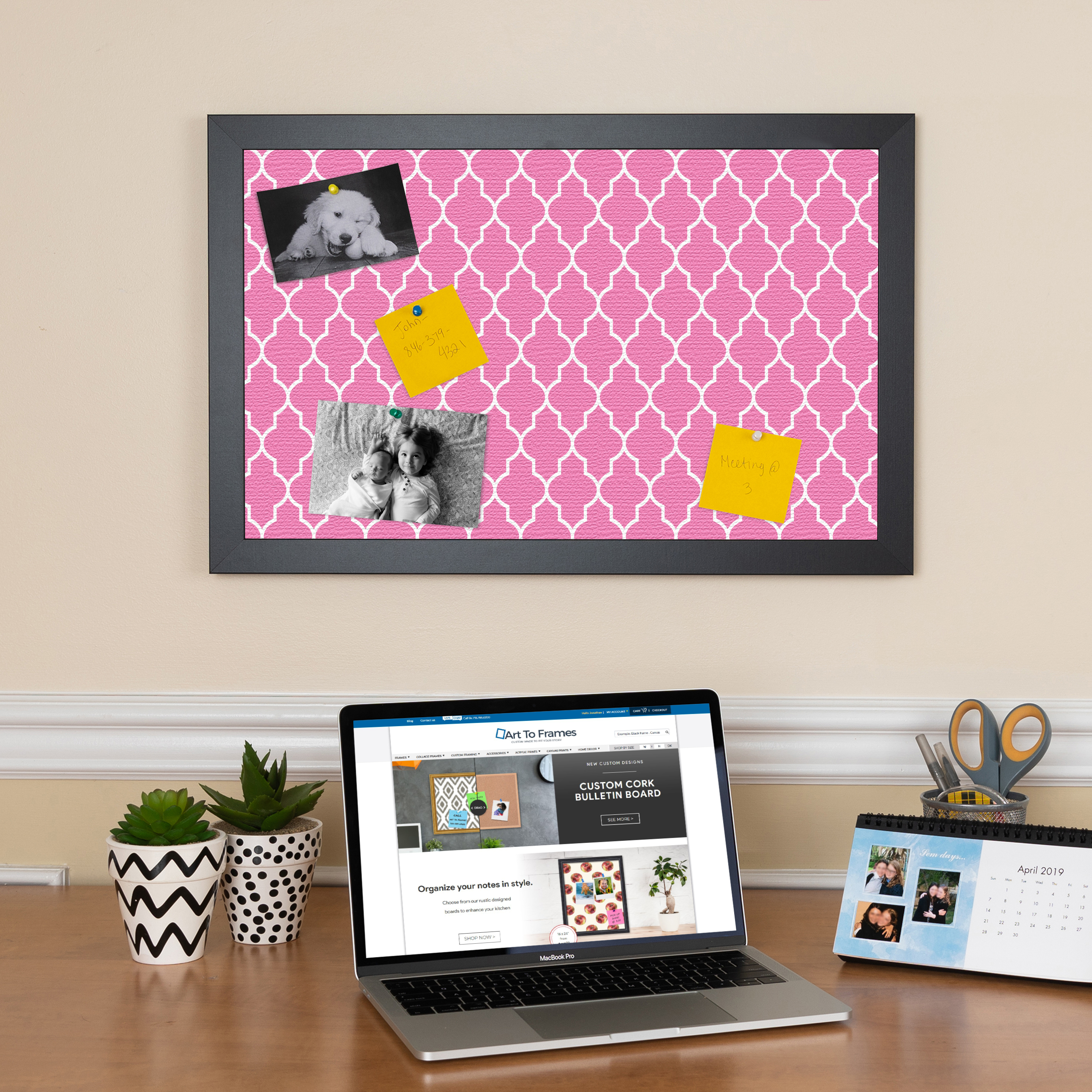 ArtToFrames Custom Cork Bulletin Board Quatrefoil Framed in Satin Black - Picture 37 of 91