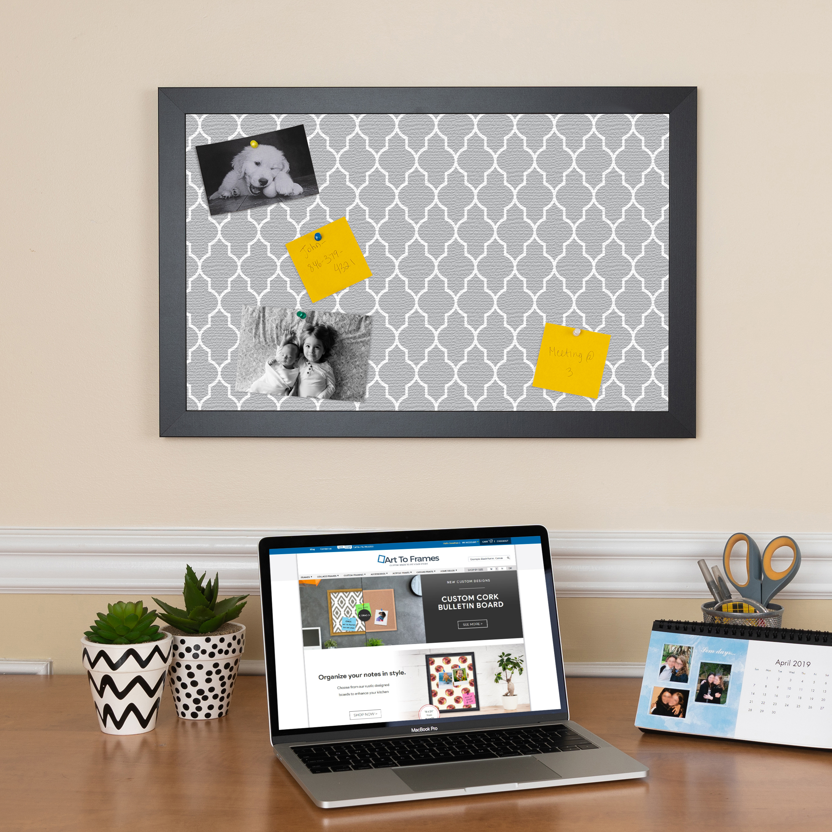 ArtToFrames Custom Cork Bulletin Board Quatrefoil Framed in Satin Black - Picture 43 of 91